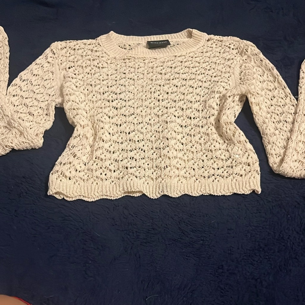 Cream Chunky Knit Crop Top